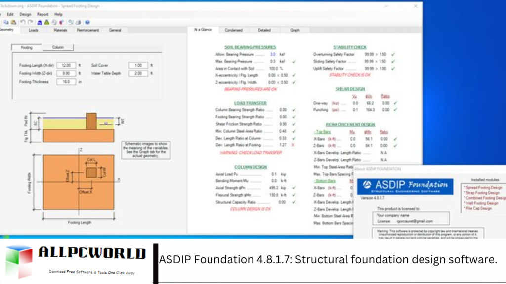ASDIP Foundation 4.8.1.7: Structural foundation design software.